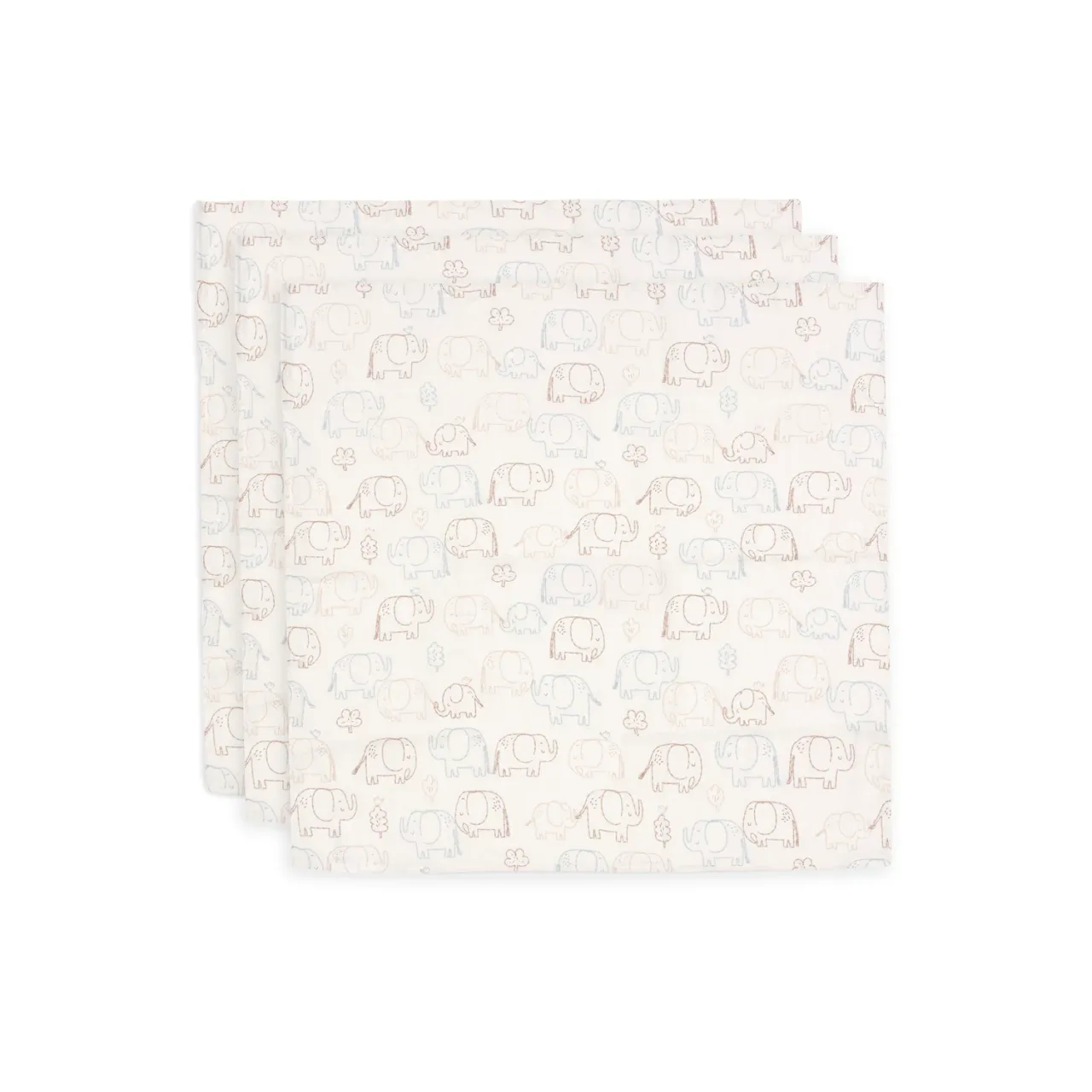 Jollein Spucktuch 3er Pack 70×70 cm Elephant Tales